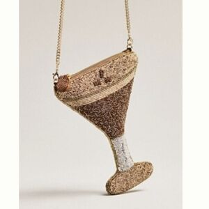 Anthropologie Espresso Martini Beaded Icon Crossbody Bag, New With Tags!